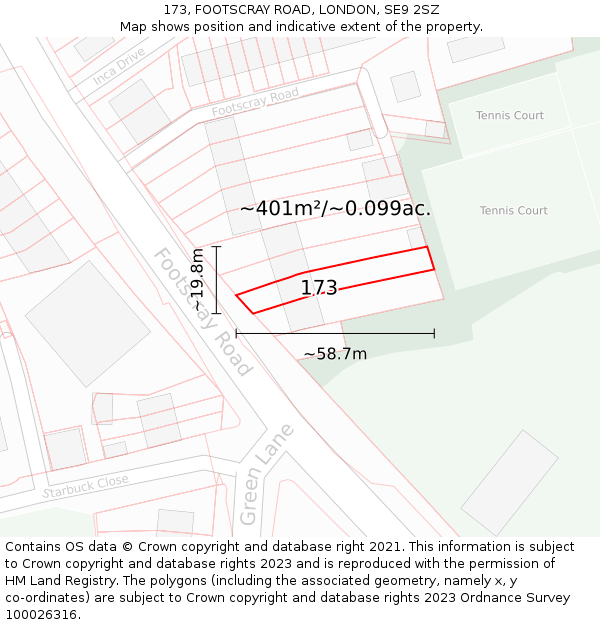 173, FOOTSCRAY ROAD, LONDON, SE9 2SZ: Plot and title map