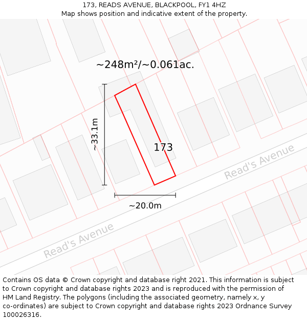 173, READS AVENUE, BLACKPOOL, FY1 4HZ: Plot and title map