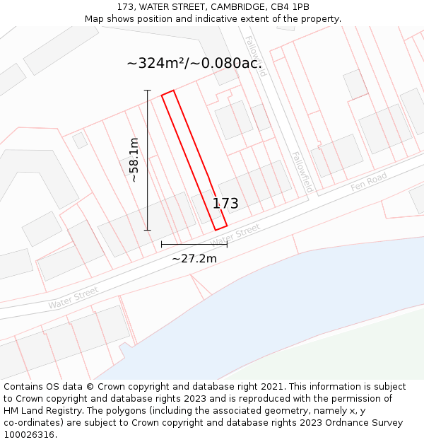 173, WATER STREET, CAMBRIDGE, CB4 1PB: Plot and title map