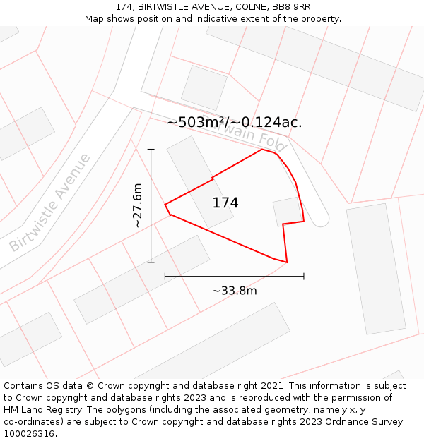 174, BIRTWISTLE AVENUE, COLNE, BB8 9RR: Plot and title map