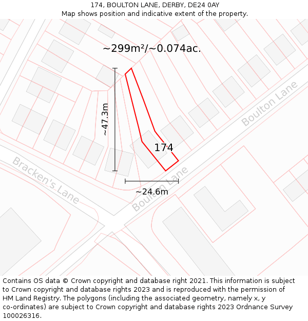 174, BOULTON LANE, DERBY, DE24 0AY: Plot and title map