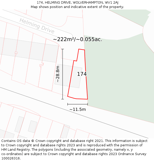 174, HELMING DRIVE, WOLVERHAMPTON, WV1 2AJ: Plot and title map