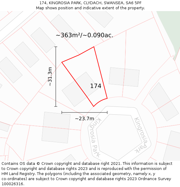 174, KINGROSIA PARK, CLYDACH, SWANSEA, SA6 5PF: Plot and title map