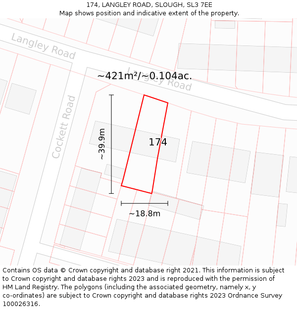 174, LANGLEY ROAD, SLOUGH, SL3 7EE: Plot and title map