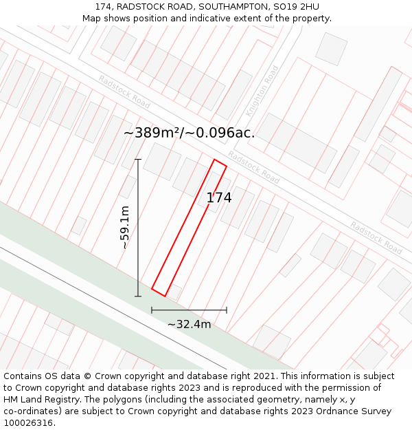 174, RADSTOCK ROAD, SOUTHAMPTON, SO19 2HU: Plot and title map