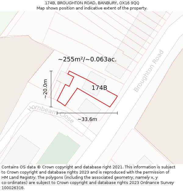 174B, BROUGHTON ROAD, BANBURY, OX16 9QQ: Plot and title map