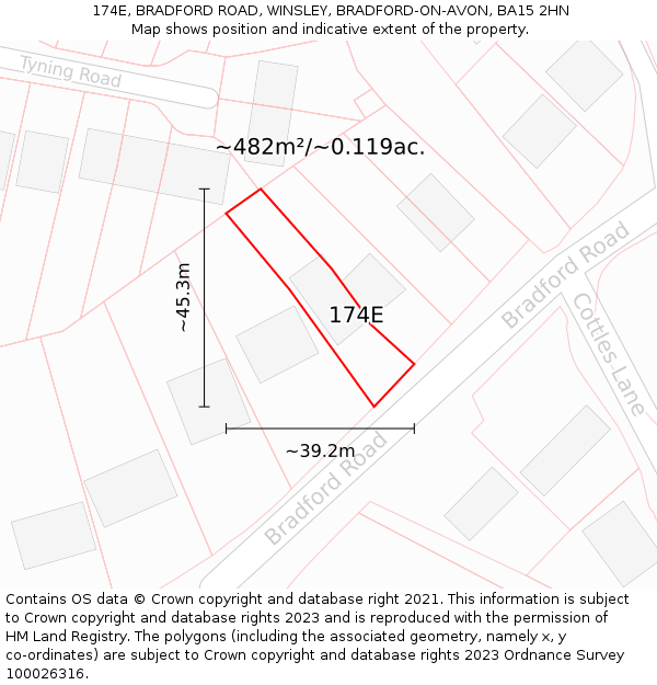 174E, BRADFORD ROAD, WINSLEY, BRADFORD-ON-AVON, BA15 2HN: Plot and title map