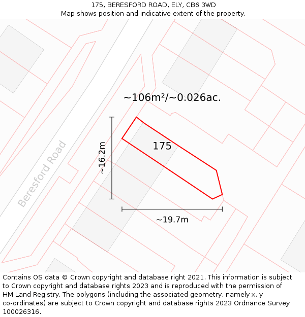 175, BERESFORD ROAD, ELY, CB6 3WD: Plot and title map