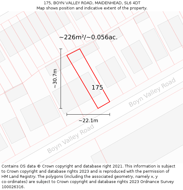 175, BOYN VALLEY ROAD, MAIDENHEAD, SL6 4DT: Plot and title map