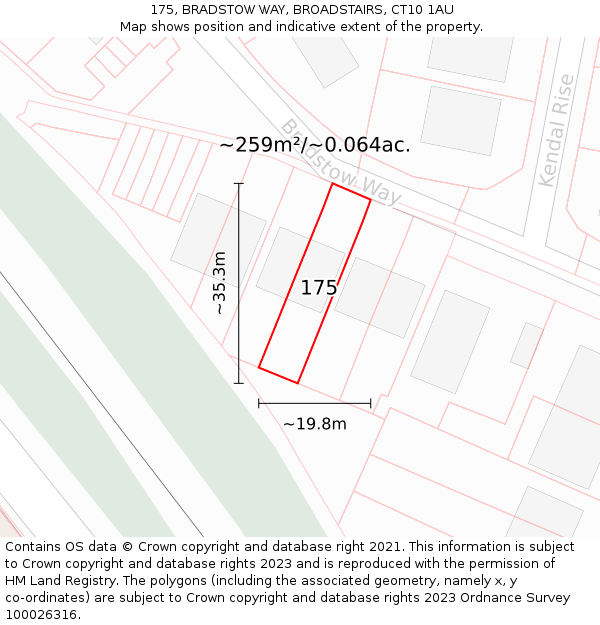 175, BRADSTOW WAY, BROADSTAIRS, CT10 1AU: Plot and title map