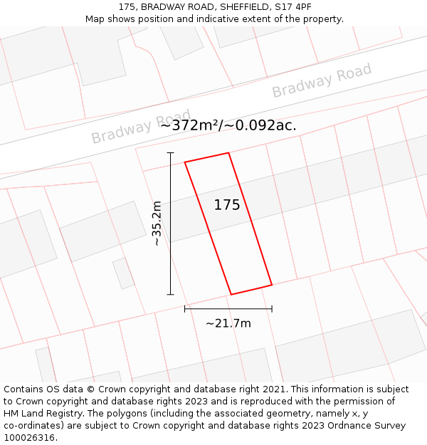 175, BRADWAY ROAD, SHEFFIELD, S17 4PF: Plot and title map