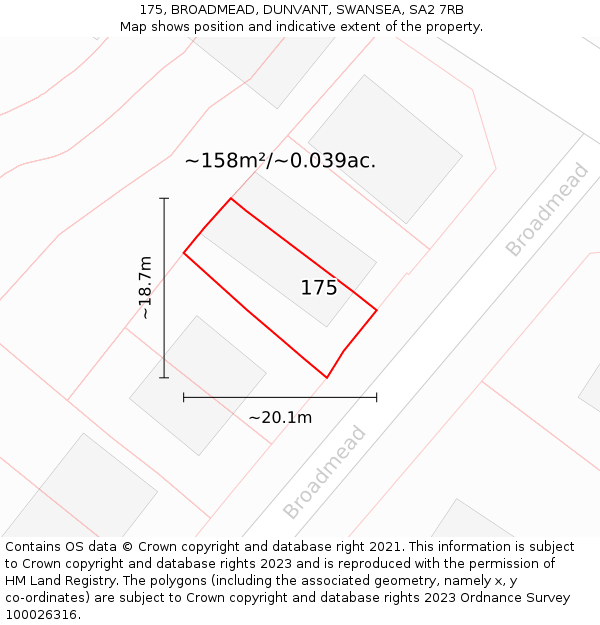 175, BROADMEAD, DUNVANT, SWANSEA, SA2 7RB: Plot and title map