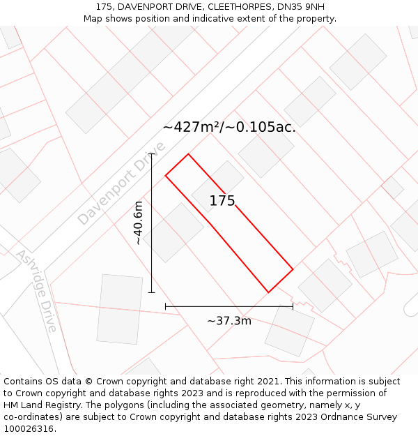 175, DAVENPORT DRIVE, CLEETHORPES, DN35 9NH: Plot and title map