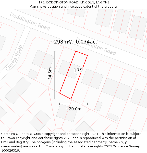 175, DODDINGTON ROAD, LINCOLN, LN6 7HE: Plot and title map