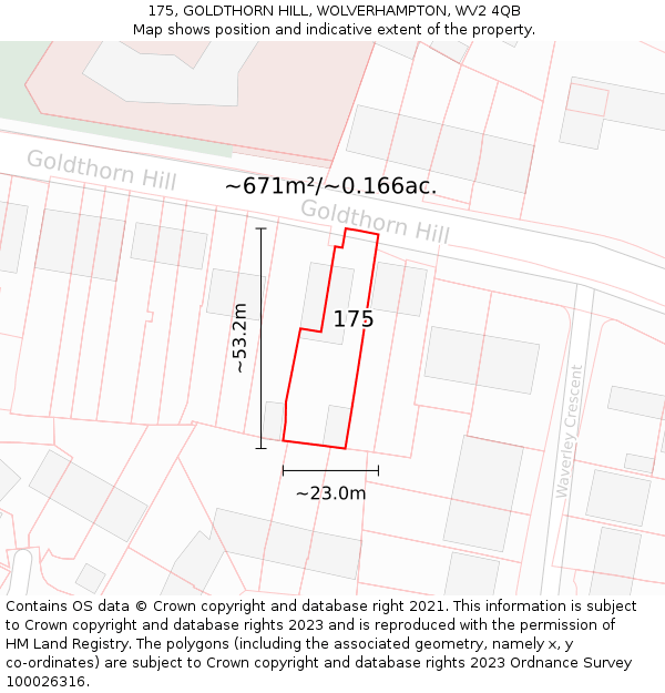 175, GOLDTHORN HILL, WOLVERHAMPTON, WV2 4QB: Plot and title map