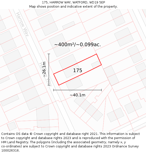 175, HARROW WAY, WATFORD, WD19 5EP: Plot and title map