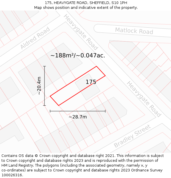 175, HEAVYGATE ROAD, SHEFFIELD, S10 1PH: Plot and title map