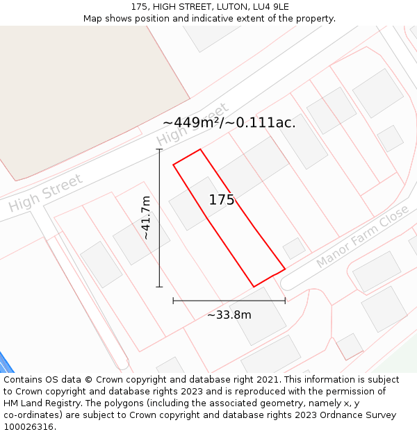 175, HIGH STREET, LUTON, LU4 9LE: Plot and title map