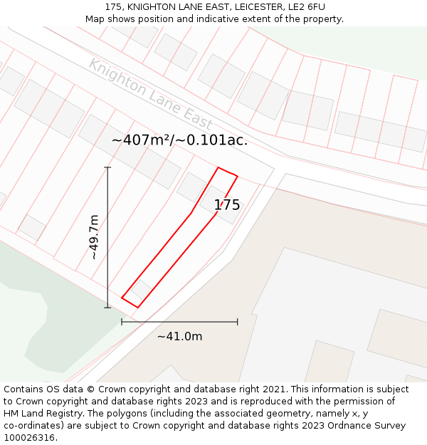 175, KNIGHTON LANE EAST, LEICESTER, LE2 6FU: Plot and title map