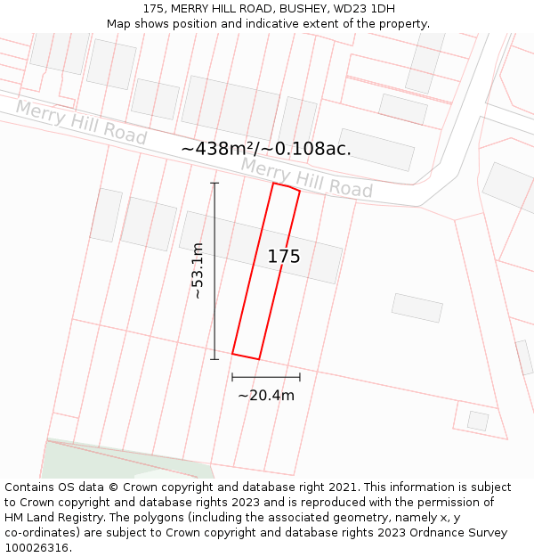 175, MERRY HILL ROAD, BUSHEY, WD23 1DH: Plot and title map