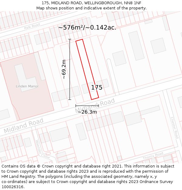 175, MIDLAND ROAD, WELLINGBOROUGH, NN8 1NF: Plot and title map