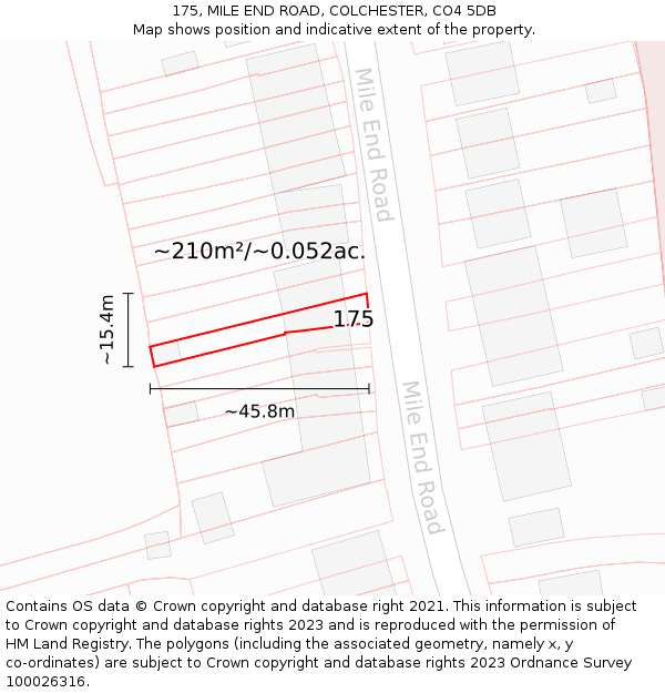 175, MILE END ROAD, COLCHESTER, CO4 5DB: Plot and title map