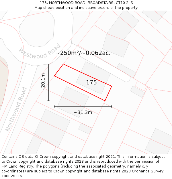 175, NORTHWOOD ROAD, BROADSTAIRS, CT10 2LS: Plot and title map