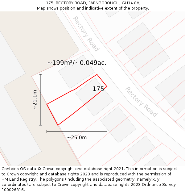 175, RECTORY ROAD, FARNBOROUGH, GU14 8AJ: Plot and title map