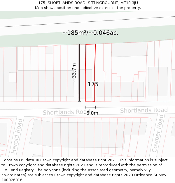 175, SHORTLANDS ROAD, SITTINGBOURNE, ME10 3JU: Plot and title map