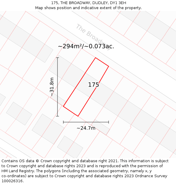 175, THE BROADWAY, DUDLEY, DY1 3EH: Plot and title map