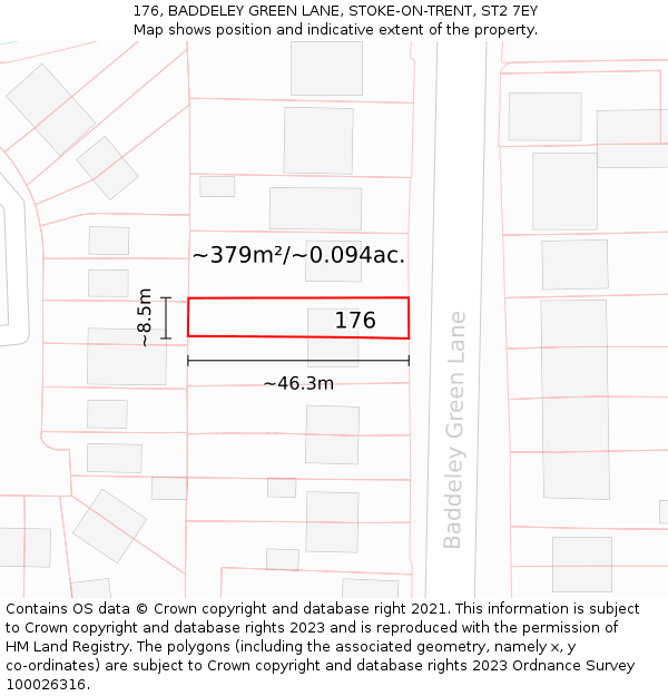 176, BADDELEY GREEN LANE, STOKE-ON-TRENT, ST2 7EY: Plot and title map