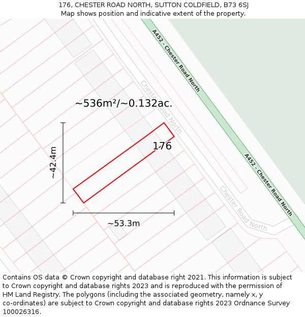 176, CHESTER ROAD NORTH, SUTTON COLDFIELD, B73 6SJ: Plot and title map