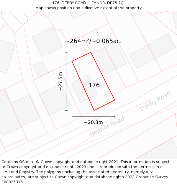 176, DERBY ROAD, HEANOR, DE75 7QL: Plot and title map