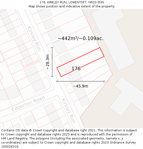 176, KIRKLEY RUN, LOWESTOFT, NR33 0NN: Plot and title map