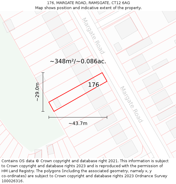 176, MARGATE ROAD, RAMSGATE, CT12 6AG: Plot and title map