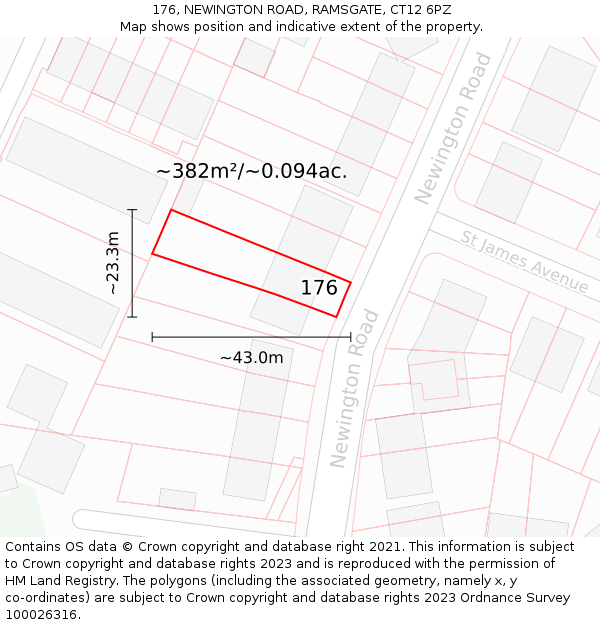 176, NEWINGTON ROAD, RAMSGATE, CT12 6PZ: Plot and title map