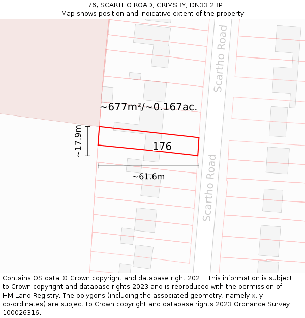 176, SCARTHO ROAD, GRIMSBY, DN33 2BP: Plot and title map