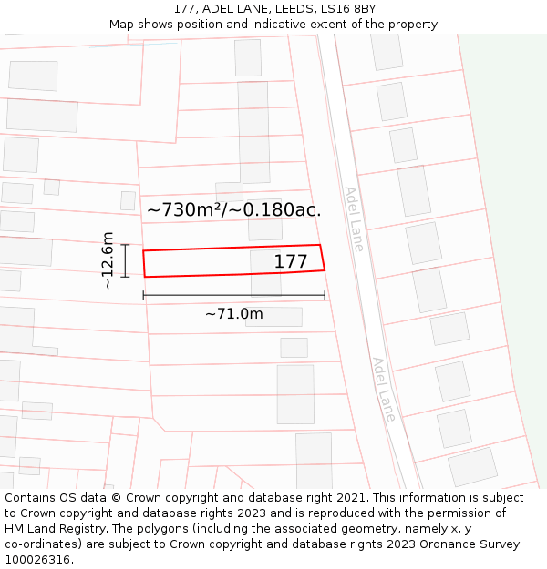 177, ADEL LANE, LEEDS, LS16 8BY: Plot and title map