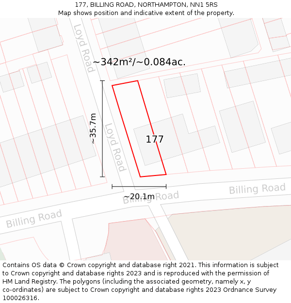 177, BILLING ROAD, NORTHAMPTON, NN1 5RS: Plot and title map