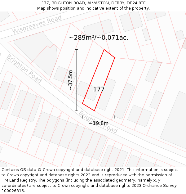 177, BRIGHTON ROAD, ALVASTON, DERBY, DE24 8TE: Plot and title map