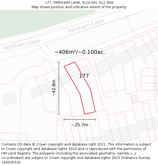 177, FARNHAM LANE, SLOUGH, SL2 2EW: Plot and title map