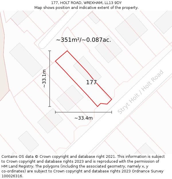 177, HOLT ROAD, WREXHAM, LL13 9DY: Plot and title map