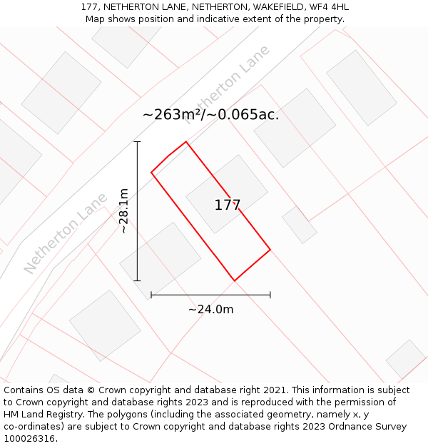 177, NETHERTON LANE, NETHERTON, WAKEFIELD, WF4 4HL: Plot and title map