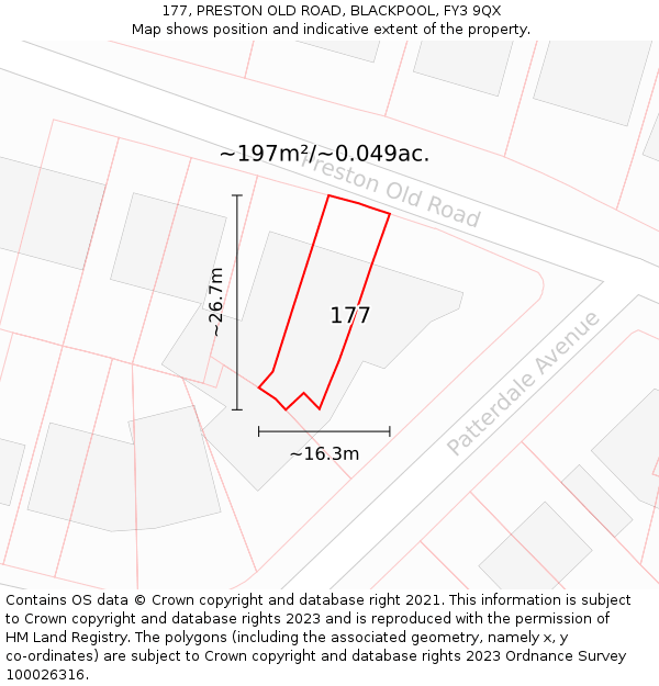 177, PRESTON OLD ROAD, BLACKPOOL, FY3 9QX: Plot and title map