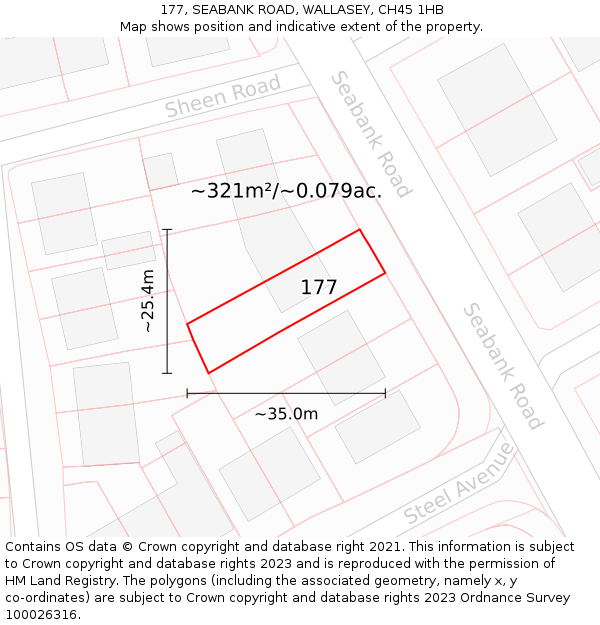 177, SEABANK ROAD, WALLASEY, CH45 1HB: Plot and title map