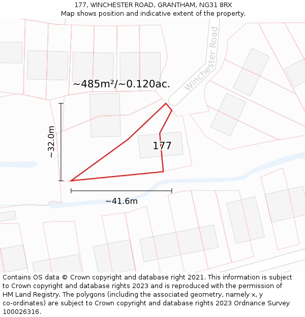 177, WINCHESTER ROAD, GRANTHAM, NG31 8RX: Plot and title map