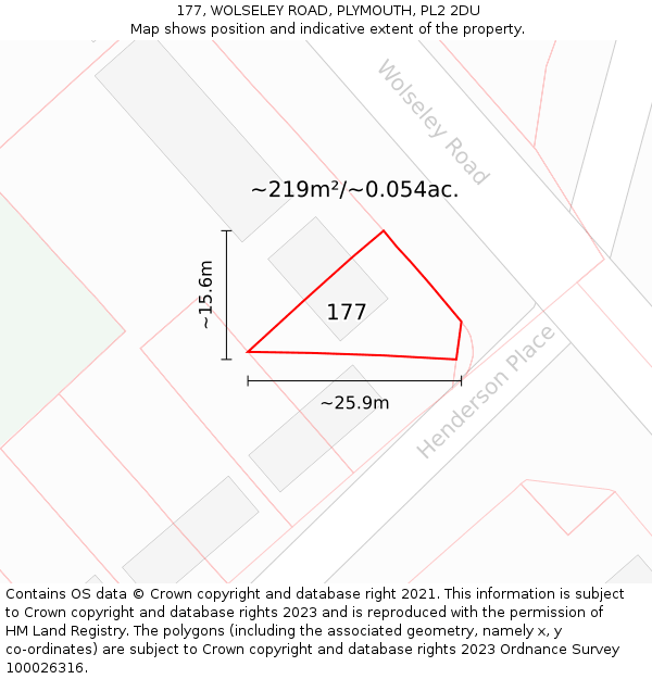 177, WOLSELEY ROAD, PLYMOUTH, PL2 2DU: Plot and title map