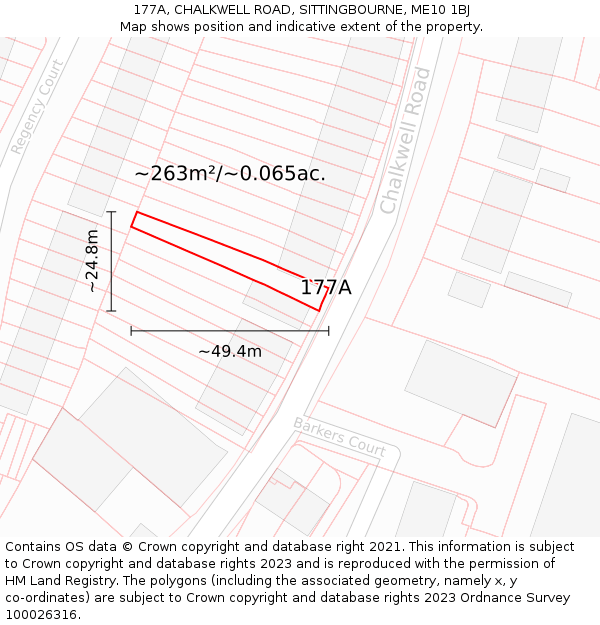 177A, CHALKWELL ROAD, SITTINGBOURNE, ME10 1BJ: Plot and title map