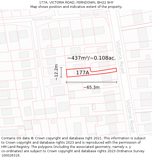 177A, VICTORIA ROAD, FERNDOWN, BH22 9HY: Plot and title map