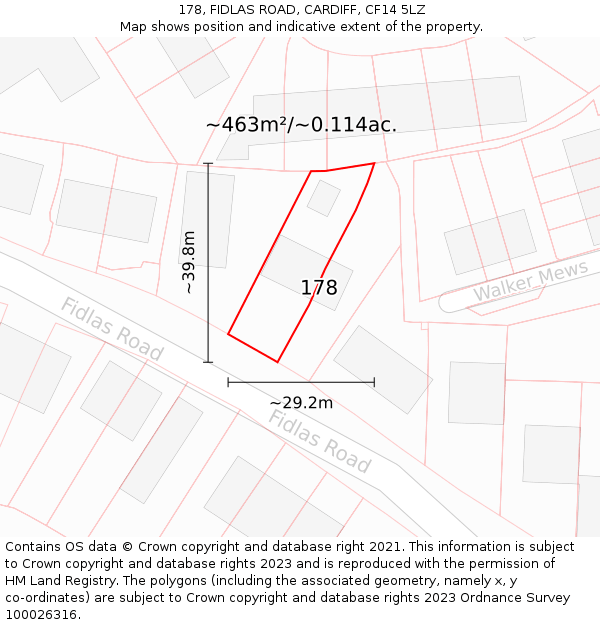 178, FIDLAS ROAD, CARDIFF, CF14 5LZ: Plot and title map